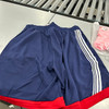 JUMPSTART BASKETBALL SHORTS WITH NAVY WHITE STRIPES RED TRIM - L - NAVY/RED New