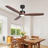 FM1005A-3A52-B2 Natural Solid Wood Ceiling Fan Light 52" No Remote Black Walnut