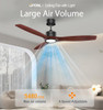 FM1005A-3A52-B2 Natural Solid Wood Ceiling Fan Light 52" No Remote Black Walnut