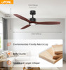 FM1005A-3A52-B2 Natural Solid Wood Ceiling Fan Light 52" No Remote Black Walnut