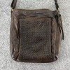 ESTALON CROSSBODY BAG PURSE TOTE LEATHER WOMENS WOVEN - BROWN