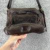 ESTALON CROSSBODY BAG PURSE TOTE LEATHER WOMENS WOVEN - BROWN