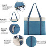 BAG WIZARD WOMEN'S WORK BAG LAPTOP COMPARTMENT ZIPPER POCKETS TEACHER TOTES BLUE