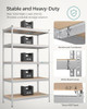 SONGMICS 5-Tier Storage Shelves, 23.6 x 47.2 x 70.9, Silver and Natural Beige