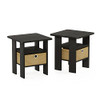 Furinno Andrey Set of 2 End Side Table Night Stand Bedside Table - Espresso