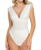 Popilush Lace Body Suits Women Tank Top Thong Shapewear V Neck BodySuit White M New