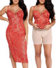POPILUSH LACE COCKTAIL DRESSES WOMEN V NECK MIDI DRESS - M - BURGUNDY