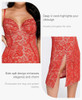 POPILUSH LACE COCKTAIL DRESSES WOMEN V NECK MIDI DRESS - M - BURGUNDY