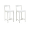 AMAZON BASICS WOODEN BAR STOOL WITH BACKREST 24", SET OF 2 - WHITE New