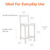 AMAZON BASICS WOODEN BAR STOOL WITH BACKREST 24", SET OF 2 - WHITE New