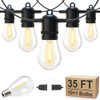 Brightown Outdoor String Lights 35FT with 10 Edison Bulbs - Black