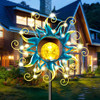 Solar Lights Outdoor Garden Decor - Metal Sun Crackle Glass Globe Stake Solar Lights Outdoor Garden Decor - Metal Sun Crackle Glass Globe Stake