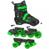 ROLLER DERBY GREEN WIRE KIDS' QUAD COMBO SKATES (SIZE: S 12-2) - BLACK/GREEN