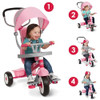 RADIO FLYER TODDLER TRICYCLE BIKE STROLLER ADJUSTABLE SEAT 481PZ - PINK
