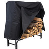 SUNNYDAZE OUTDOOR FIREWOOD LOG RACK AND COVER COMBO SET - 4FOOT, BLACK