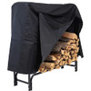 SUNNYDAZE OUTDOOR FIREWOOD LOG RACK AND COVER COMBO SET - 4FOOT, BLACK