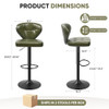 DALUVENIX Bar Stools Set of 2, PU Leather, PU, Adjustable, Swivel, Green