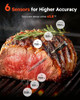 AYMDKI WIRELESS MEAT THERMOMETER APP CONTROL 600FT BLUETOOTH RANGE - SILVER/GRAY