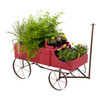 SHINE COMPANY DECORATIVE WAGON GARDEN PLANTER WOODEN WAGON YARD - RED SHINE COMPANY DECORATIVE WAGON GARDEN PLANTER WOODEN WAGON YARD - RED