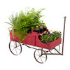 SHINE COMPANY DECORATIVE WAGON GARDEN PLANTER WOODEN WAGON YARD - RED SHINE COMPANY DECORATIVE WAGON GARDEN PLANTER WOODEN WAGON YARD - RED
