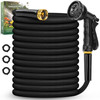 Garden Hose 100FT Non-Expanding Lightweight Hose 8 Function Nozzle - BLACK Garden Hose 100FT Non-Expanding Lightweight Hose 8 Function Nozzle - BLACK