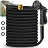 Garden Hose 100FT Non-Expanding Lightweight Hose 8 Function Nozzle - BLACK Garden Hose 100FT Non-Expanding Lightweight Hose 8 Function Nozzle - BLACK