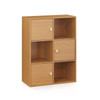 FURINNO PASIR 3-TIER SHELF WITH 3 DOOR/ROUND HANDLE LIGHT CHERRY - LIGHT CHERRY
