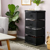 JUVALE 4-TIER TALL CLOSET DRESSER WITH DRAWERS CLOTHES ORGANIZER SMALL - BLACK New