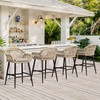 COZYMAN OUTDOOR BAR STOOLS SET OF 2, 26.8" H RATTAN OUTDOOR COUNTER - BLACK
