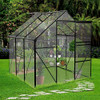 6x6 FT Polycarbonate Greenhouse with Raised Base with Sliding Doors - BLACK