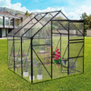 6x6 FT Polycarbonate Greenhouse with Raised Base with Sliding Doors - BLACK