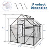 6x6 FT Polycarbonate Greenhouse with Raised Base with Sliding Doors - BLACK