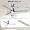 AHAWILL 42 INCH CEILING FAN WITH LIGHT - SILVER