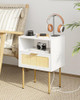 AOBAFUIR HZ1215 RATTAN NIGHTSTAND CHARGING STATION NIGHT STAND - WHITE