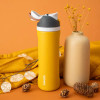 OWALA 24OZ FREESIP STAINLESS STEEL WATER BOTTLE - YELLOW/WHITE CAP New