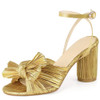 MUCCCUTE Women's Bow Knot Heeled Sandals Ankle Buckle Size 7 - Gold MUCCCUTE Women's Bow Knot Heeled Sandals Ankle Buckle Size 7 - Gold