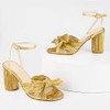 MUCCCUTE Women's Bow Knot Heeled Sandals Ankle Buckle Size 7 - Gold MUCCCUTE Women's Bow Knot Heeled Sandals Ankle Buckle Size 7 - Gold