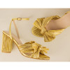 MUCCCUTE Women's Bow Knot Heeled Sandals Ankle Buckle Size 7 - Gold MUCCCUTE Women's Bow Knot Heeled Sandals Ankle Buckle Size 7 - Gold
