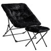 OAKHAM Comfy Chair for Adults, Soft Faux Fur Folding Lounge, X-Large -Black