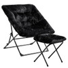 OAKHAM Comfy Chair for Adults, Soft Faux Fur Folding Lounge, X-Large -Black