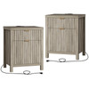 OAKHAM NIGHTSTAND 2 DRAWERS FARMHOUSE WITH CHARGING STATION SET OF 2, 2 DRAWERS