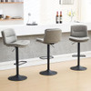 FIRAVOE SET OF 3 DOUBLE-LAYER UPHOLSTERED SWIVEL BAR STOOLS - GRAY