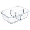 LEXI HOME 51 OZ. 3-COMPARTMENT BOROSILICATE GLASS FOOD STORAGE - CLEAR/BLUE