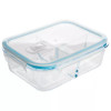 LEXI HOME 51 OZ. 3-COMPARTMENT BOROSILICATE GLASS FOOD STORAGE - CLEAR/BLUE New