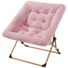 OAKHAM Comfy Chair for Adults, Soft Faux Fur Folding Lounge (Faux Fur-Pink)