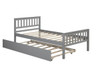 TWIN BED TRUNDLEPLATFORM BED FRAME WITH HEADBOARD AND FOOTBOARD - GRAY