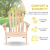 SHINE COMPANY WESTPORT WOODEN ADIRONDACK CHAIR OUTDOOR PATIO 4611N - NATURAL
