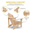 SHINE COMPANY WESTPORT WOODEN ADIRONDACK CHAIR OUTDOOR PATIO 4611N - NATURAL