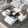 BITUMAN MODERN SQUARE COFFEE TABLE EXTENDABLE SLIDING TABLETOP WF305182AAK WHITE