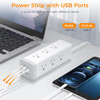 TESSAN SURGE PROTECTOR POWER STRIP USB TESSAN FLAT PLUG 15 FT EXTENSION - WHITE